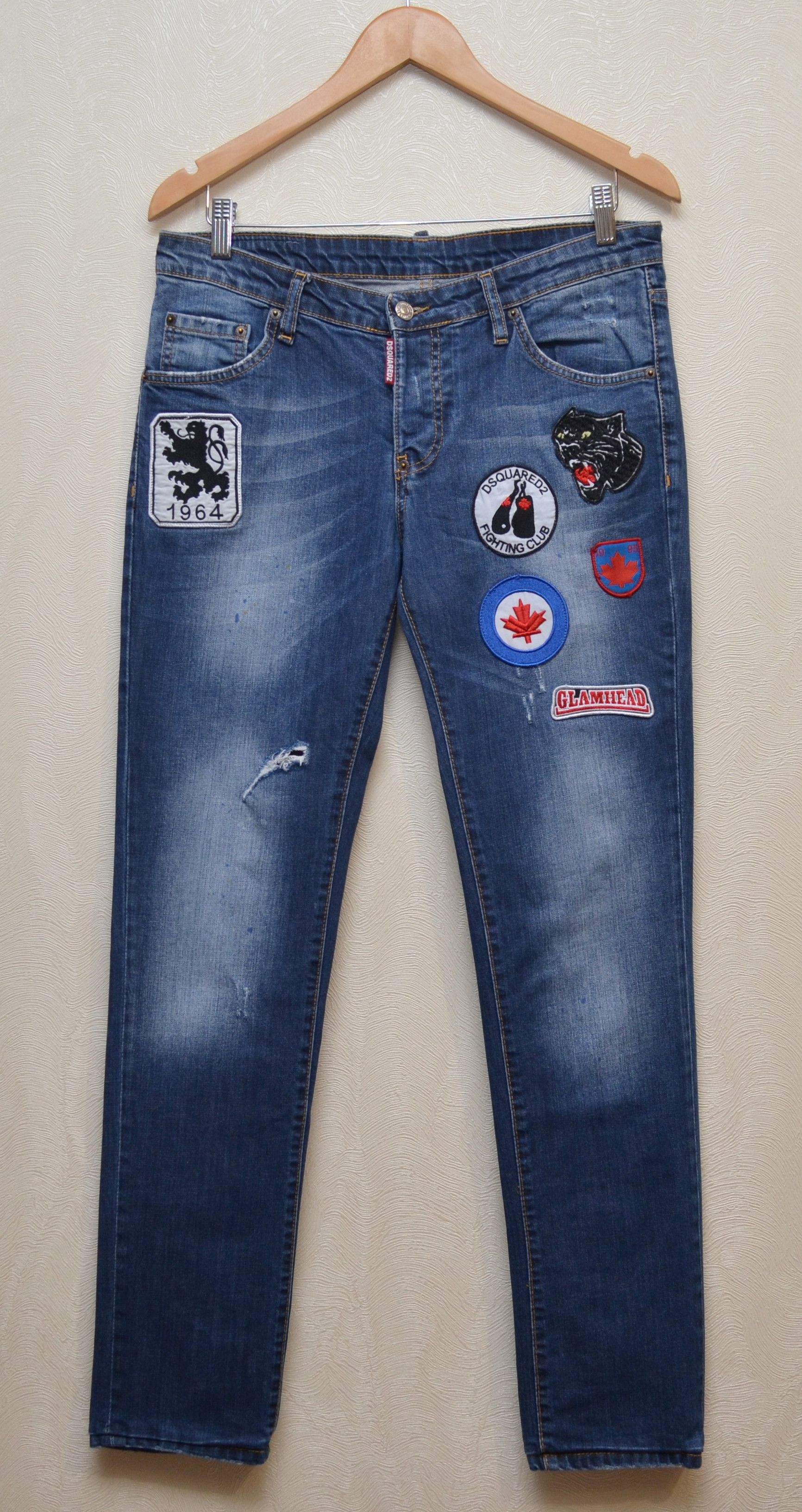 Designer × Dsquared2 Dsquared2 Blue Distressed Slim jeans Sz W32 L32 Size US 32 / EU 48 - 1 Thumbnail