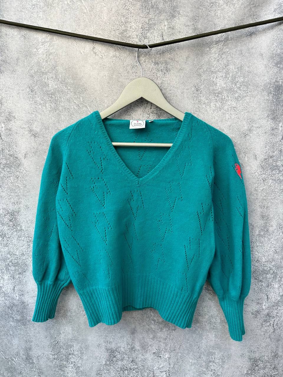 Other Scamp & Dude Teal Pointelle Knitted Jumper Sweater Size S / US 4 / IT 40 - 2 Thumbnail