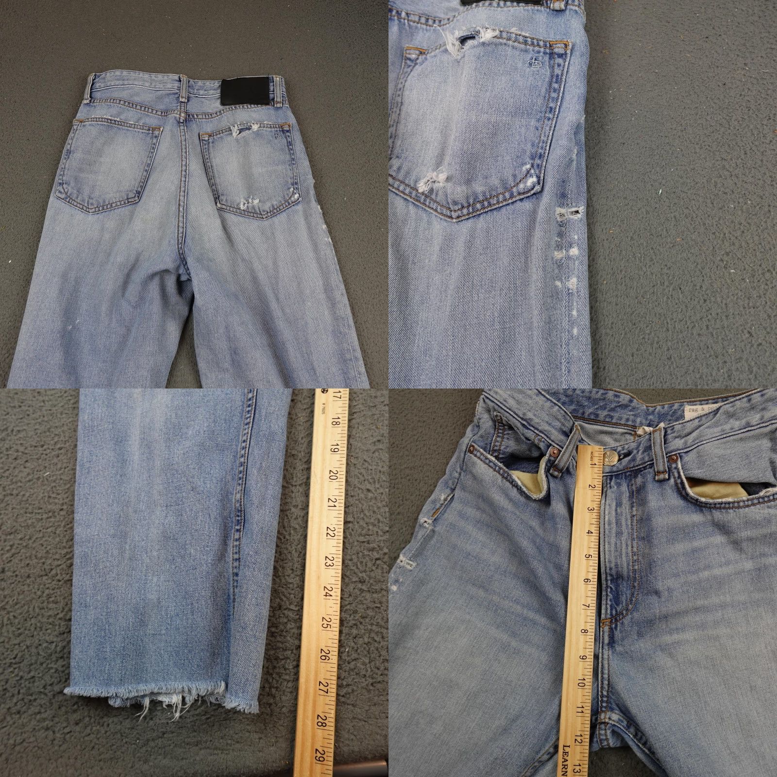 Rag & Bone Rag & bone Ruth Super High Rise Straight Jeans Womens 27 Blue Distressed Raw Hem Size 27" / US 4 / IT 40 - 8 Thumbnail