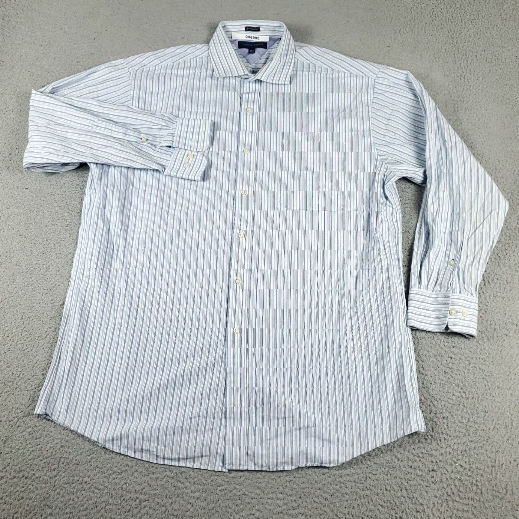 Tommy Hilfiger Tommy Hilfiger Shirt Men 16.5 Blue Striped Dress Long Sleeve Button-Down Casual Workwear Modern 90s? Size 42R - 2 Thumbnail