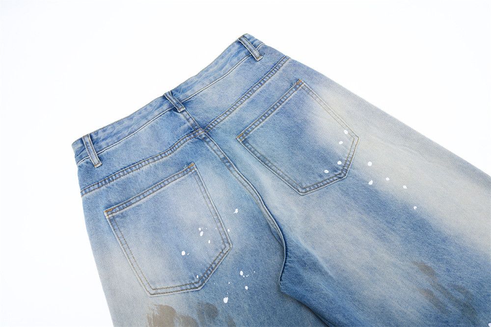 Vintage Men's ink-splashed distressed dirty loose straight jeans Size US 32 / EU 48 - 4 Thumbnail