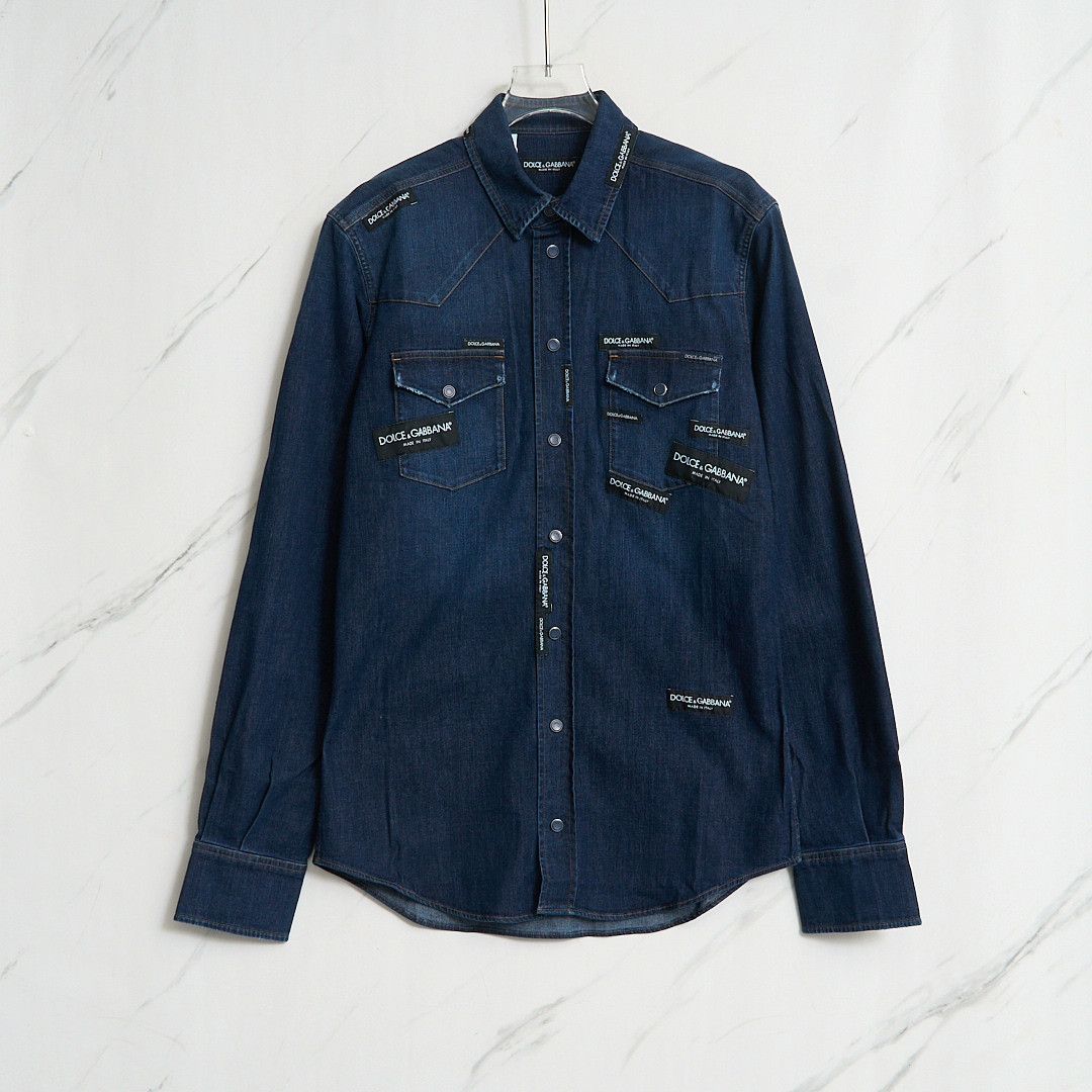 Dolce & Gabbana Dolce&Gabbana Men's Logo Denim Shirt Size US M / EU 48-50 / 2 - 1 Thumbnail