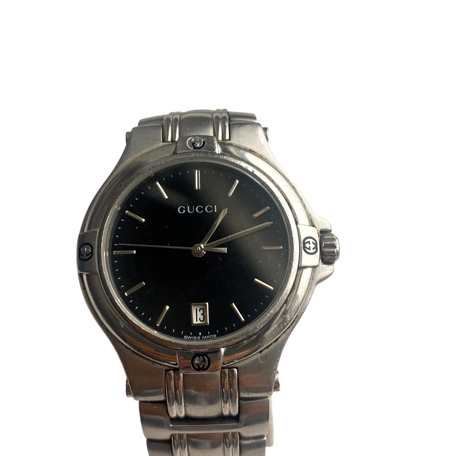 Gucci Gucci Authentic Stainless Steel Watch with Black Dial Size ONE SIZE - 1 Thumbnail