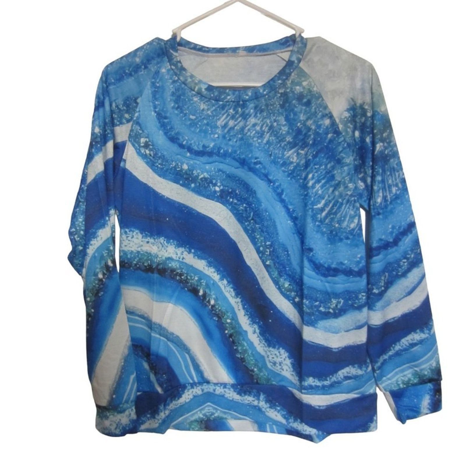 Other Blue Agate Geode Crystal Print Long Sleeve Sweatshirt S Size S / US 4 / IT 40 - 2 Thumbnail