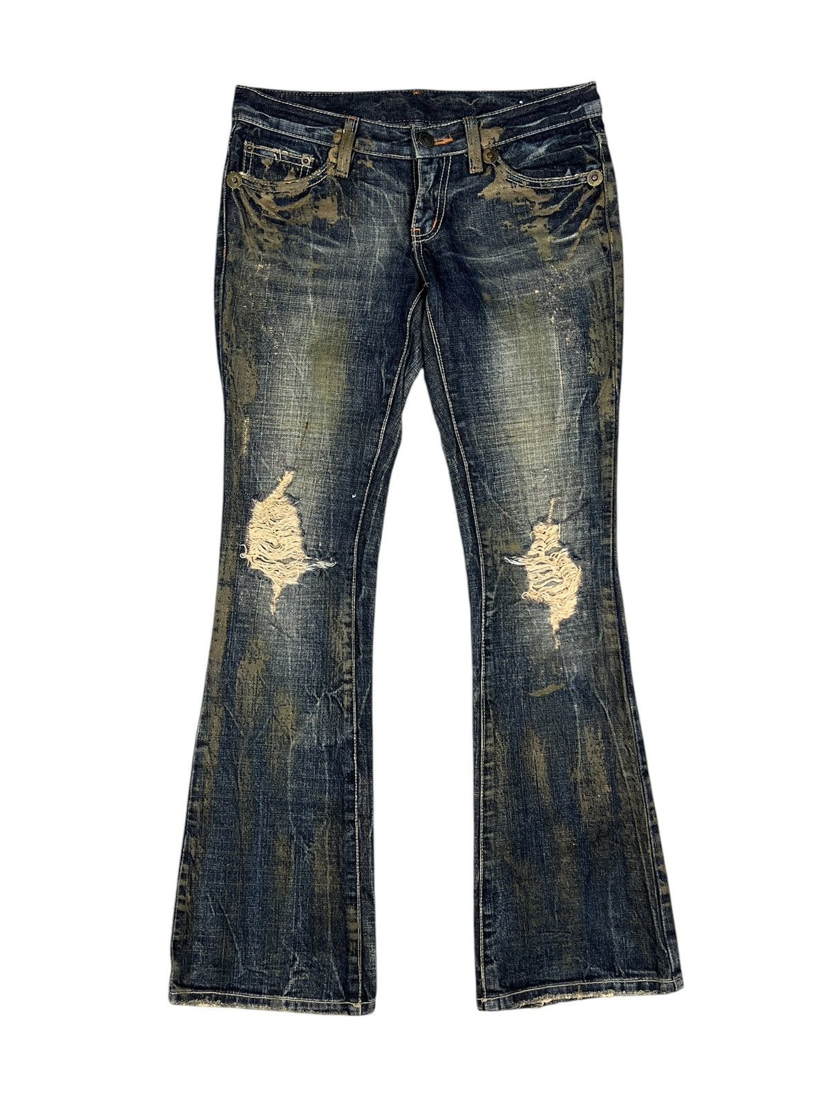 Japanese Brand D.I.A 🇯🇵 Painted Distressed Flare Denim Size 31" - 1 Thumbnail