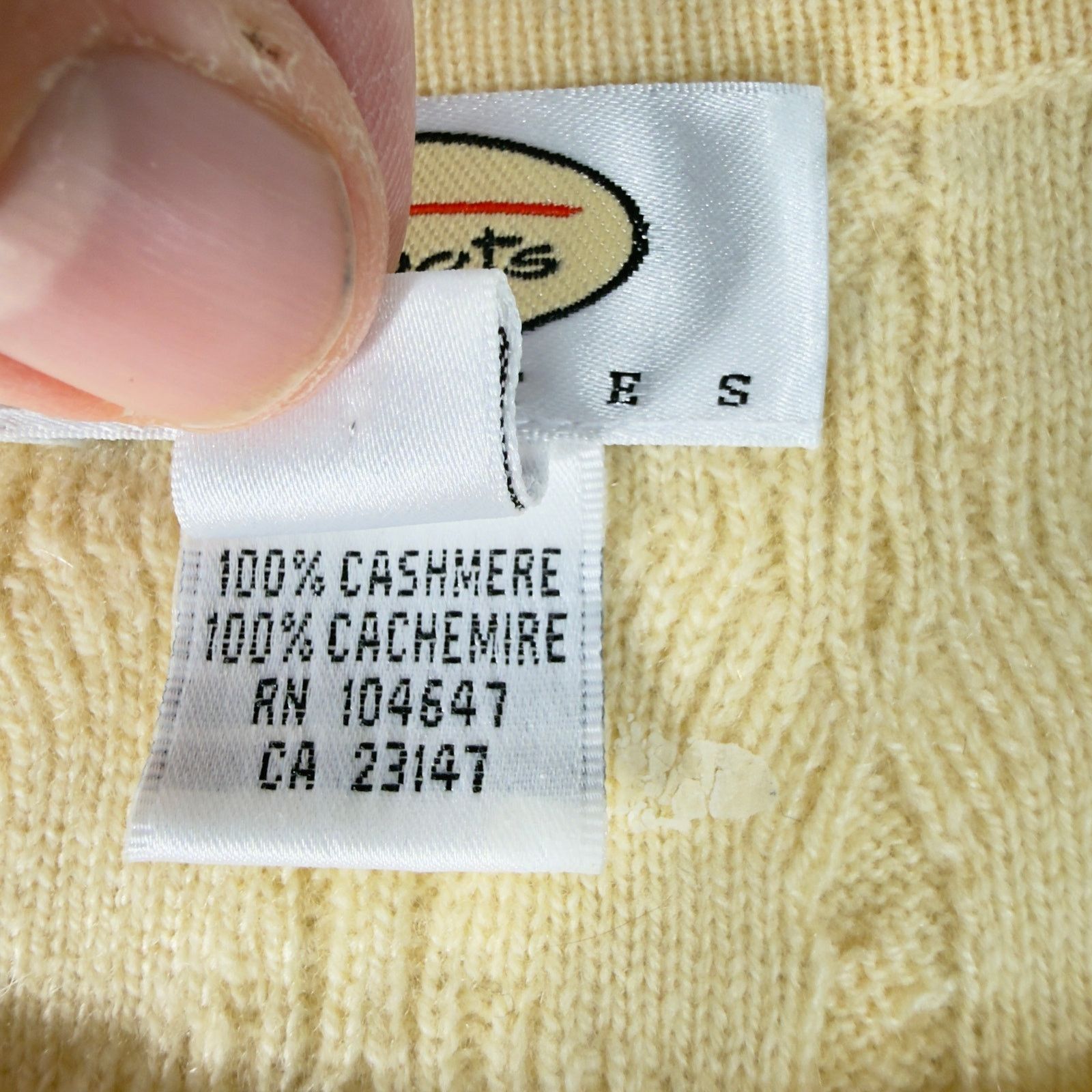 Talbots Talbots Petite 100% Cashmere Yellow Cable Knit Sweater Sz P Size ONE SIZE - 3 Thumbnail