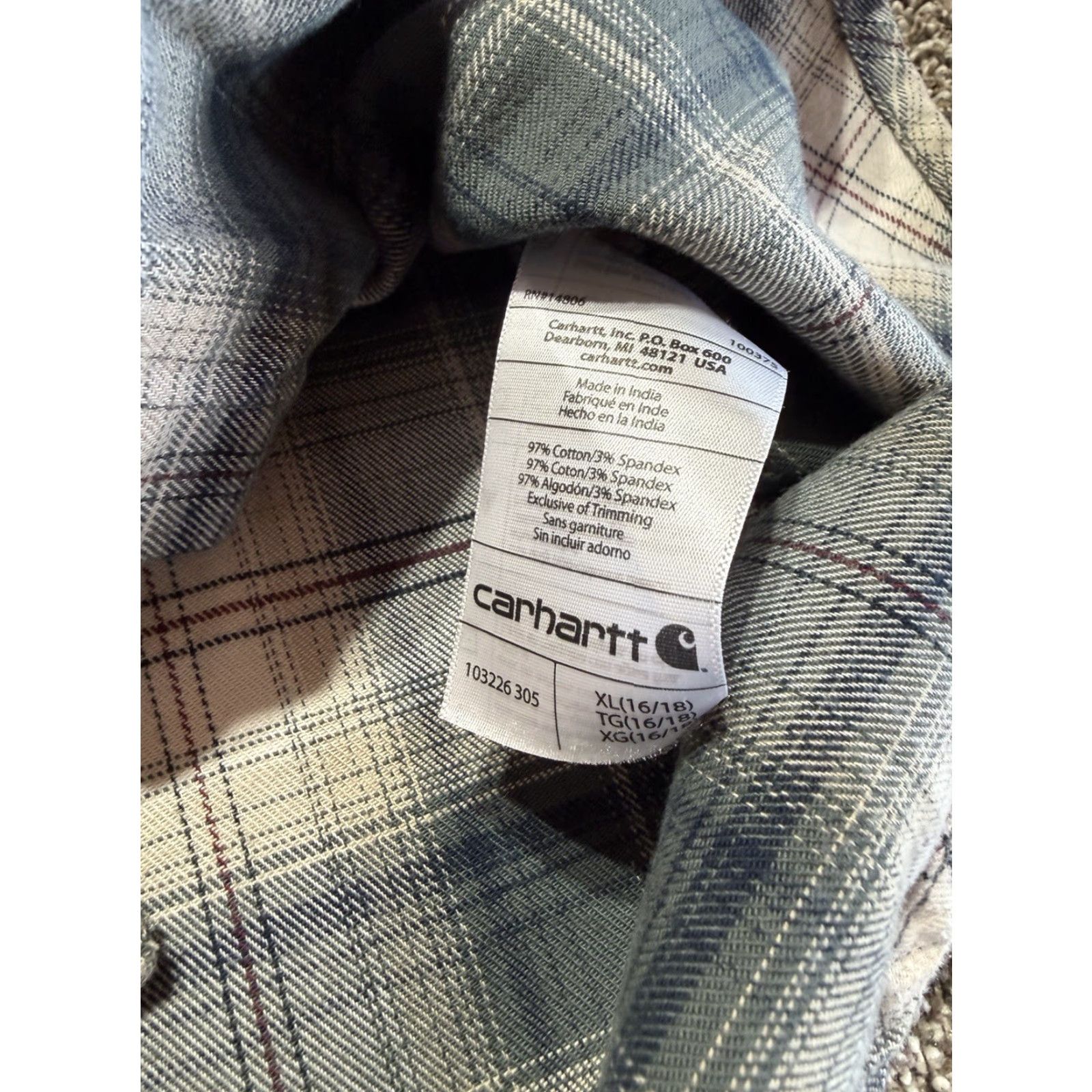 Carhartt Carhartt Light Flannel Women's Shirt XL 16-18 Plaid Long Sleeve Button Up Size XL / US 12-14 / IT 48-50 - 4 Thumbnail