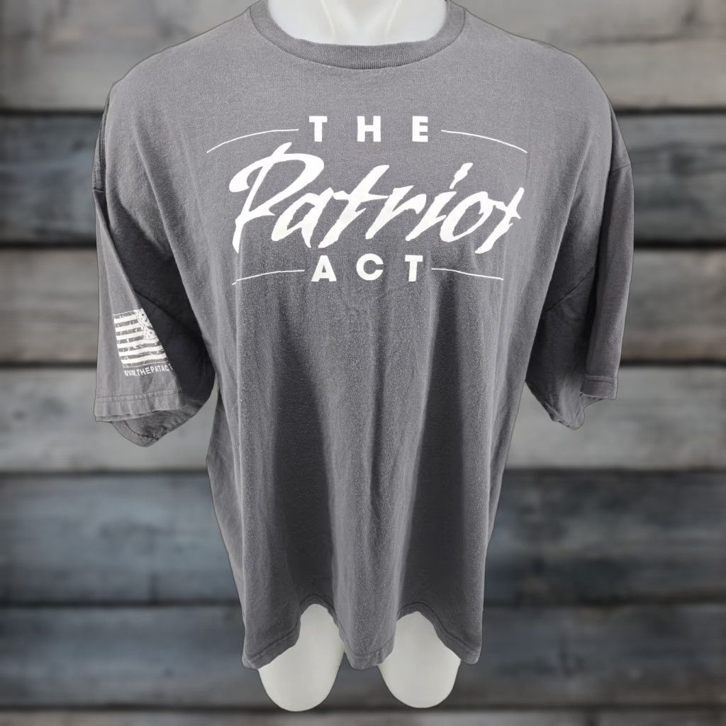 Vintage VINTAGE Bayside The Patriot Act T Shirt Gray 3XL Mens Short Sleeve Crew Neck Graphic Print Size US XXL / EU 58 / 5 - 1 Thumbnail