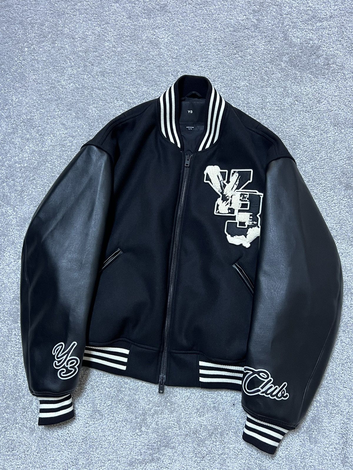 Y-3 Y-3 Club Vegan Leather Wool Bomber Jacket Size US XL / EU 56 / 4 - 4 Thumbnail