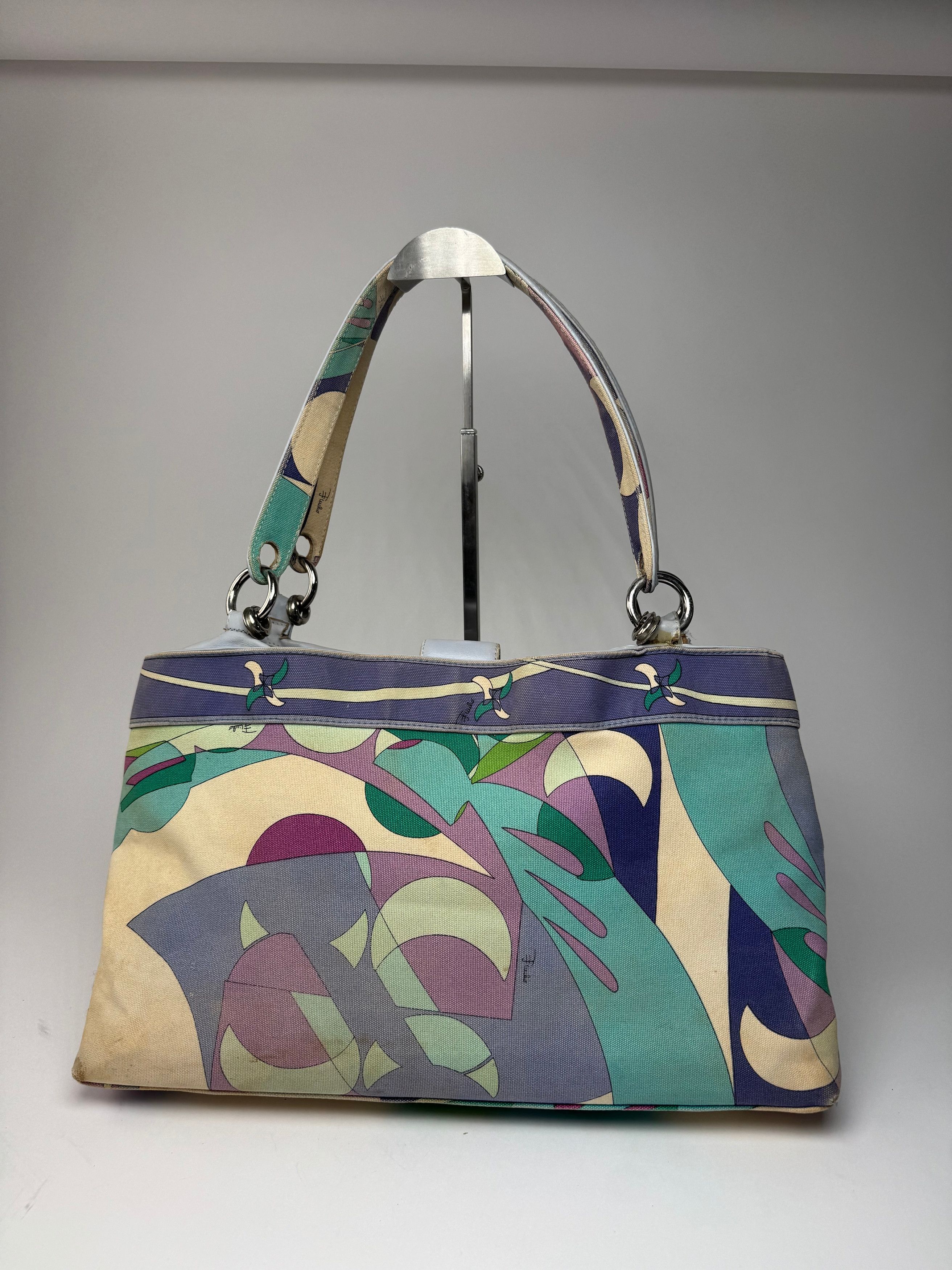 Emilio Pucci Vintage Blue Tone Abstract Handbag Size ONE SIZE - 1 Thumbnail