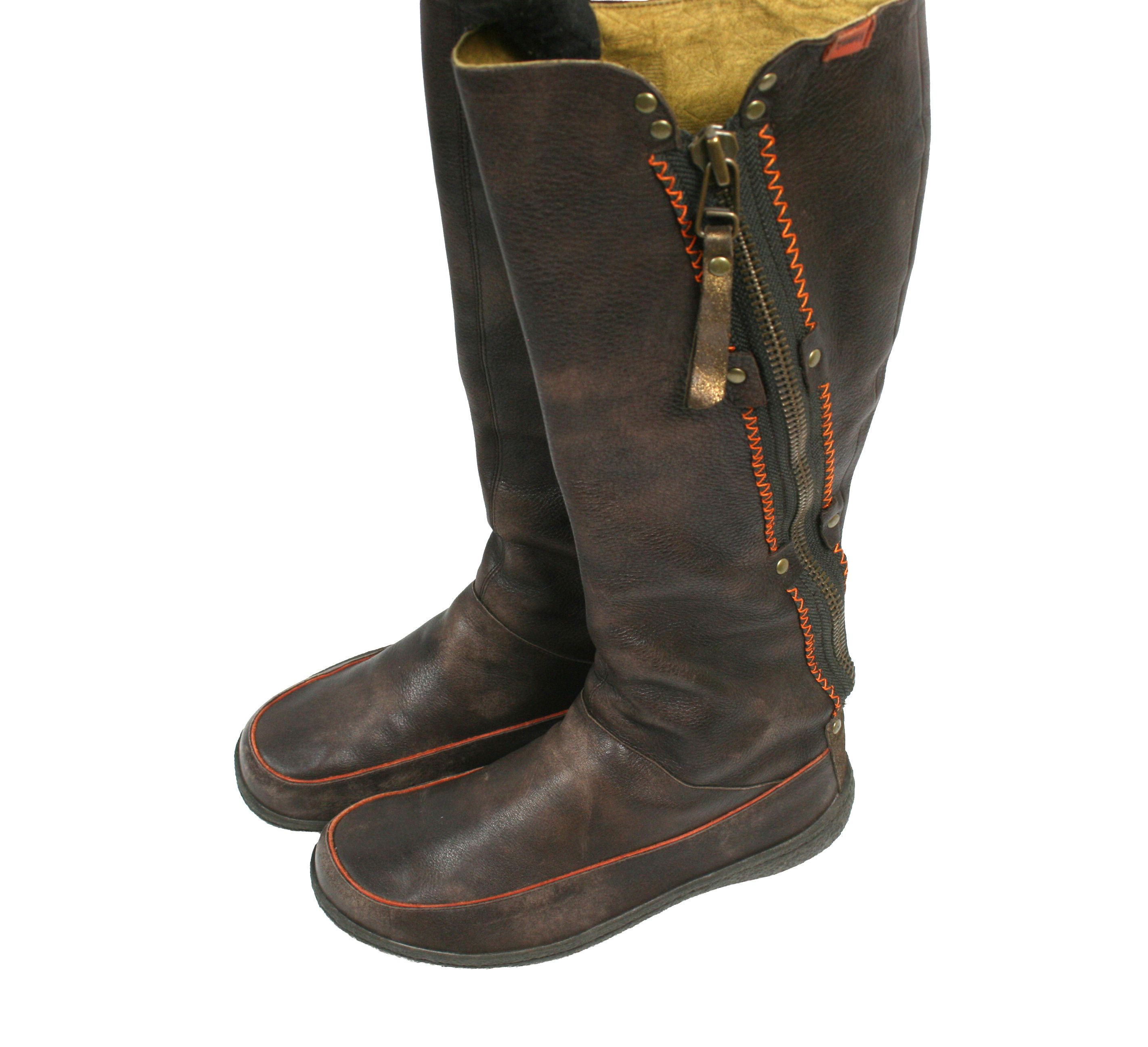 Camper Y2K Moto Boxing Knee High Leather Boots Vintage Size US 7 / IT 37 - 2 Thumbnail