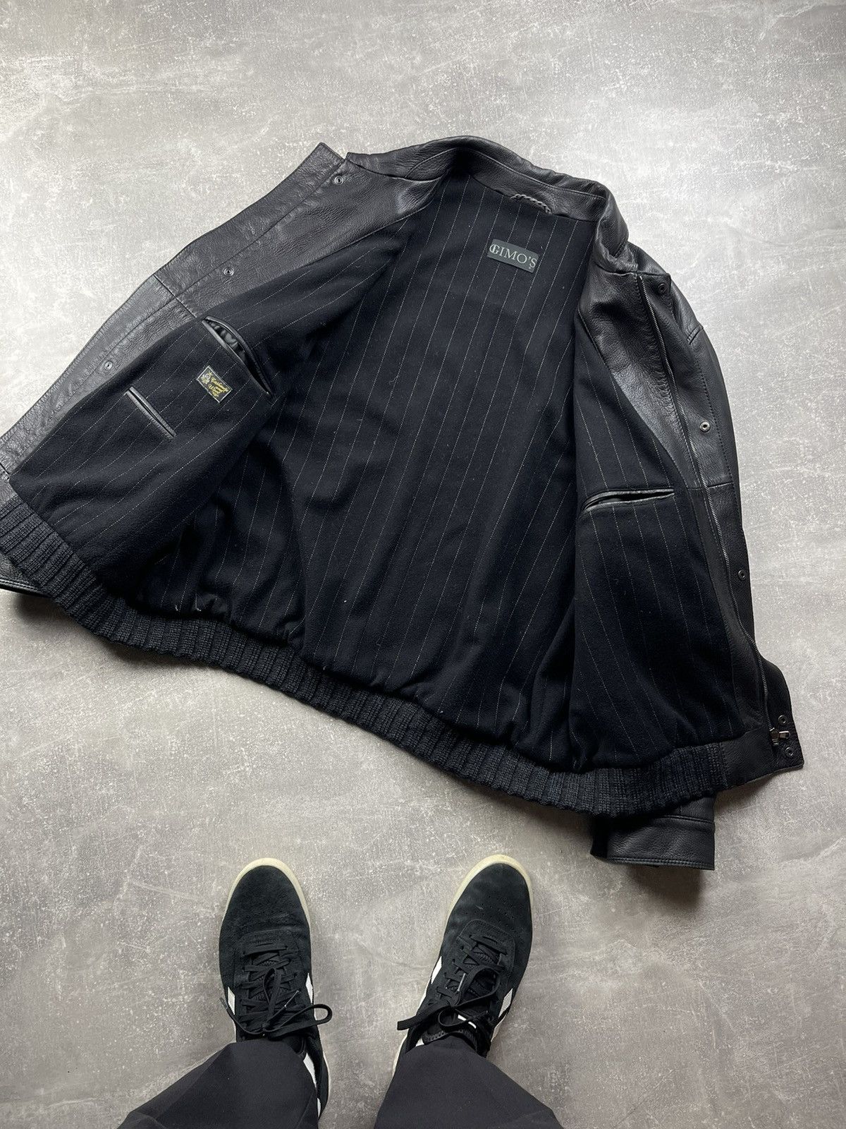 Genuine Leather × Gimo's Gimo's Luxury Black Cashmere Lining Leather Bomber Jacket Size US XL / EU 56 / 4 - 13 Thumbnail
