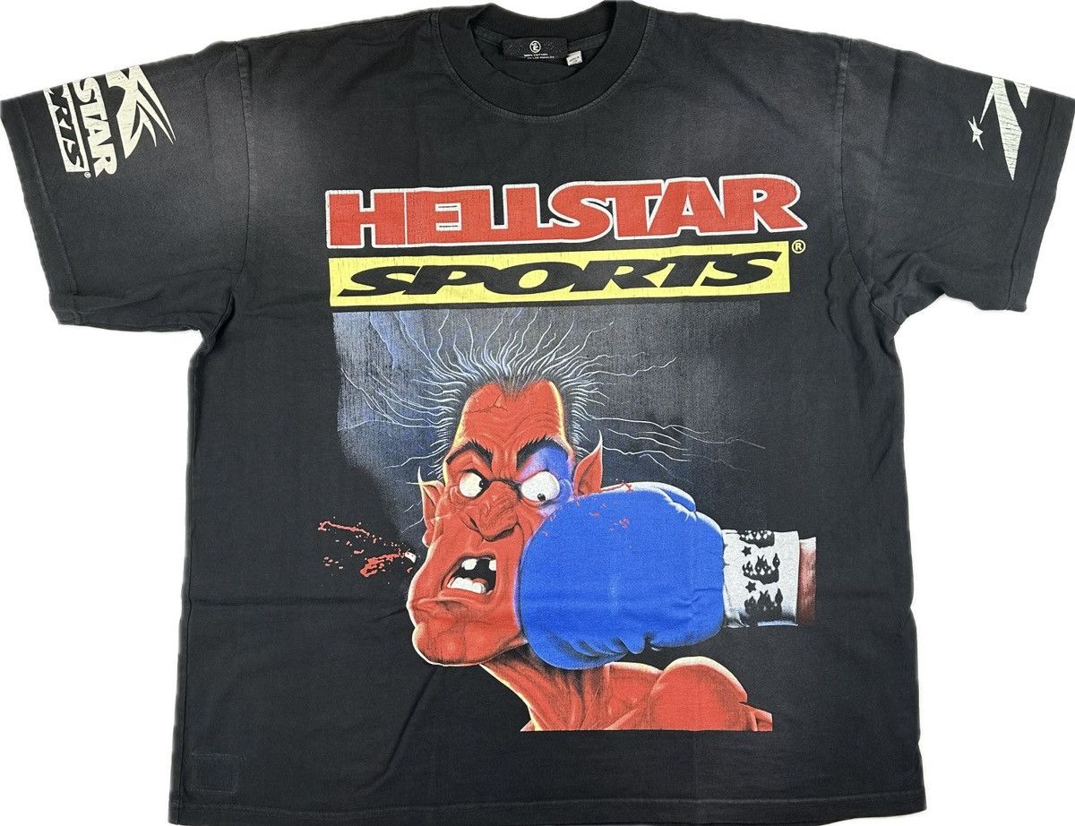 image of Hellstar Knock Out T-Shirt in Black, Men's (Size 2XL)