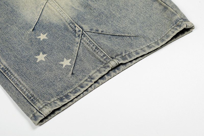 Vintage Men's American Retro Street Star-Patterned Denim Shorts Size US 32 / EU 48 - 5 Thumbnail