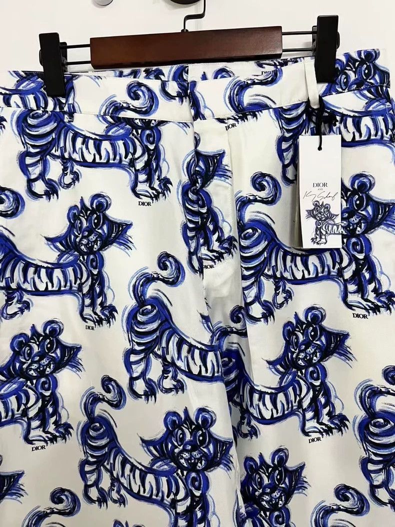 Dior Dior Blue Tiger Print Silk Shorts-2506 Size 41" - 3 Thumbnail