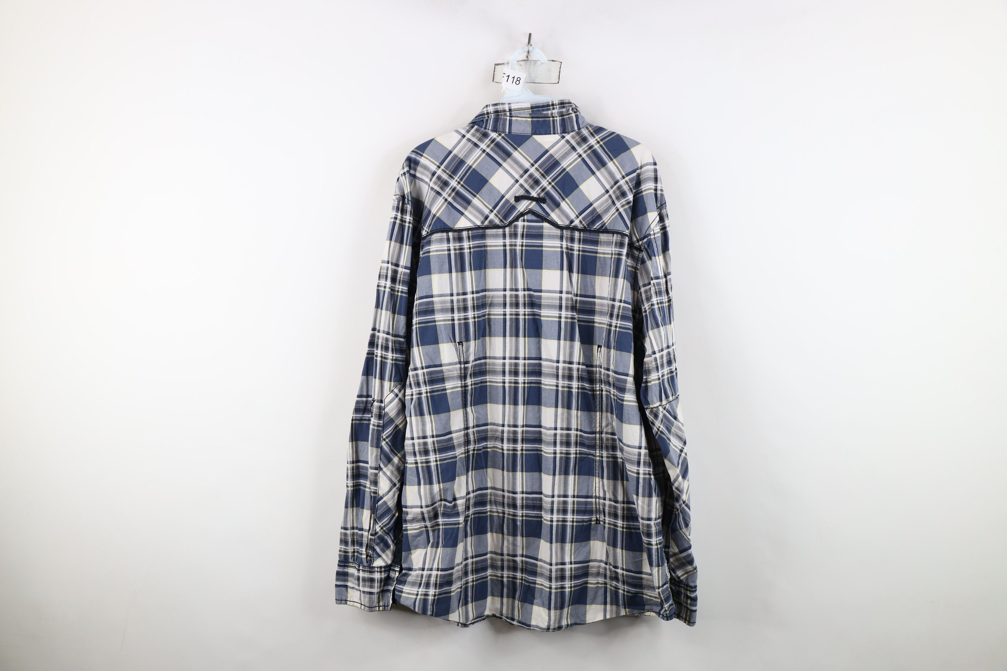 Vintage Buckle BKE Fit Thick Stitch Collared Button Shirt Blue Plaid Size US XXL / EU 58 / 5 - 12 Thumbnail