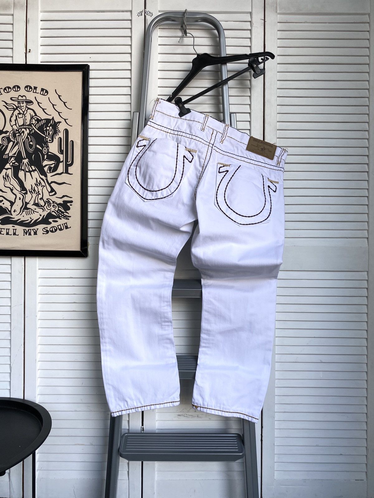 True Religion × Vintage True Religion White Jeans Big Stitch Denim USA Logan Super Size US 34 / EU 50 - 1 Thumbnail