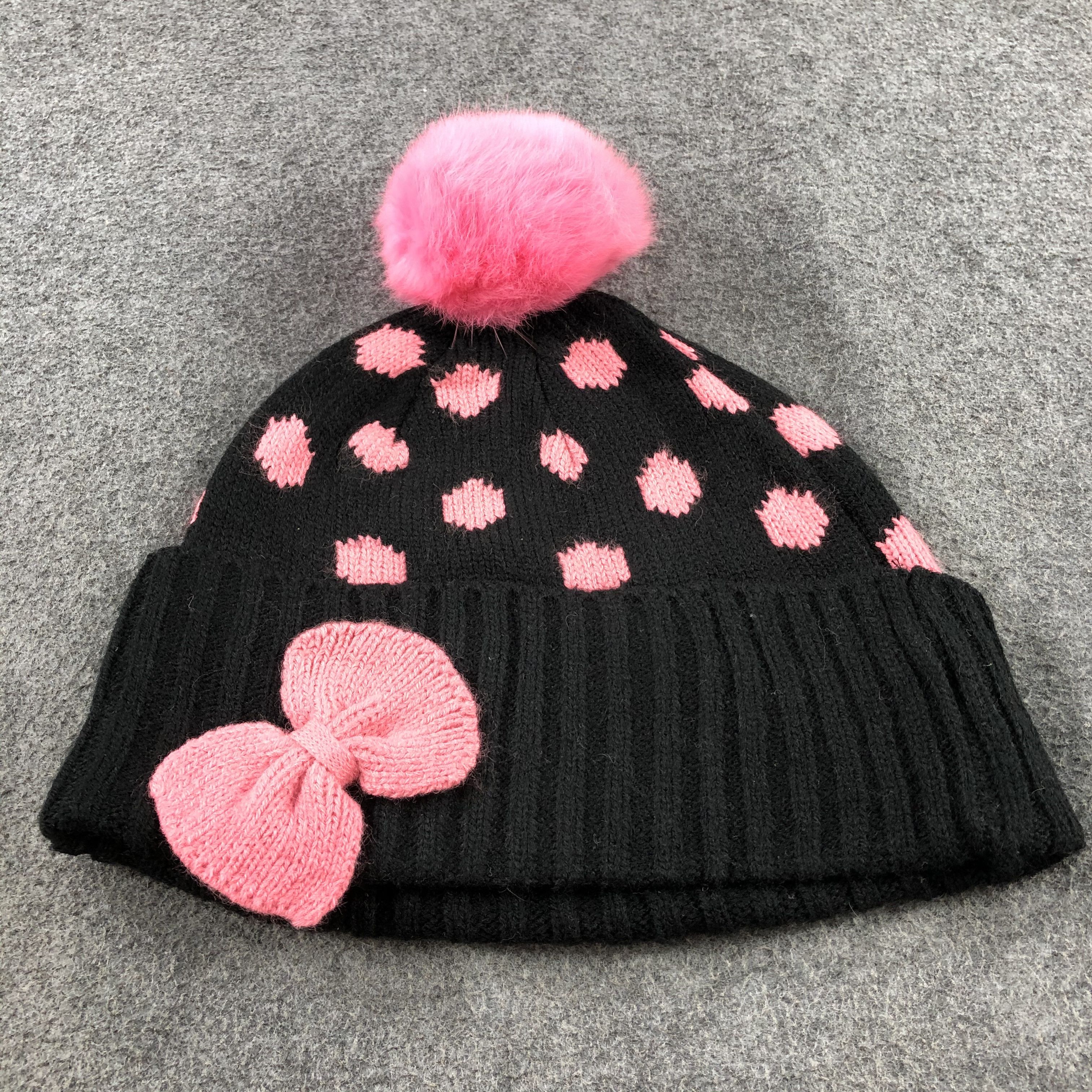 Vintage Unknown Pink Dots Bobble Beanie Snowcap Snow Hat B442 Size ONE SIZE - 3 Thumbnail