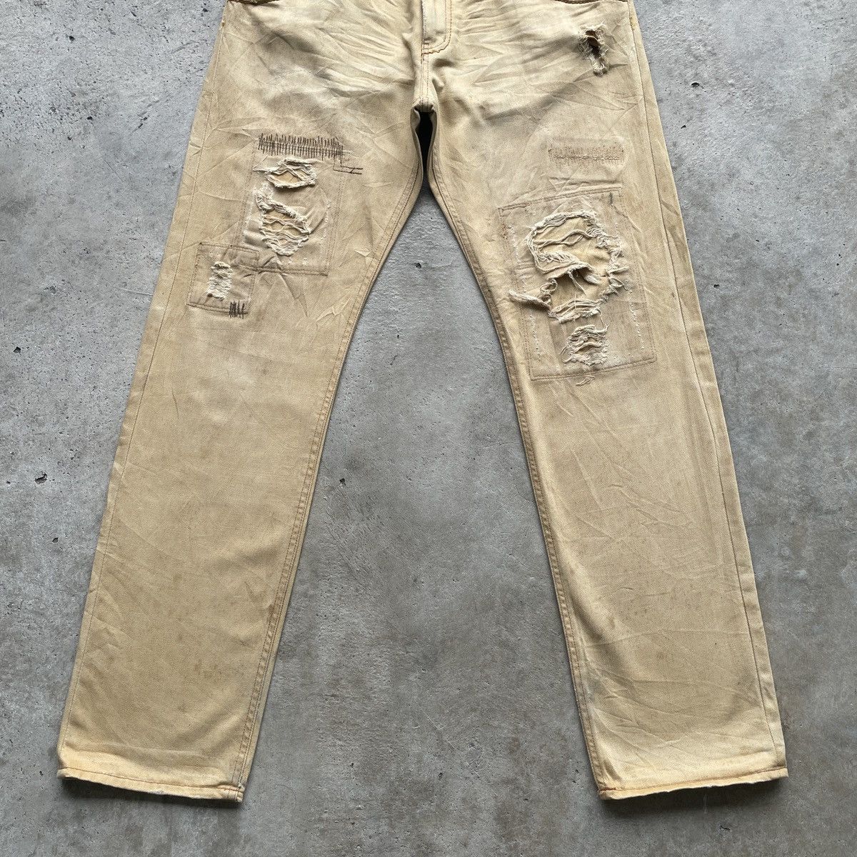 Japanese Brand THRASHED💥 Global Work Japan Vintage Distressed Jeans Pants Size US 32 / EU 48 - 4 Thumbnail