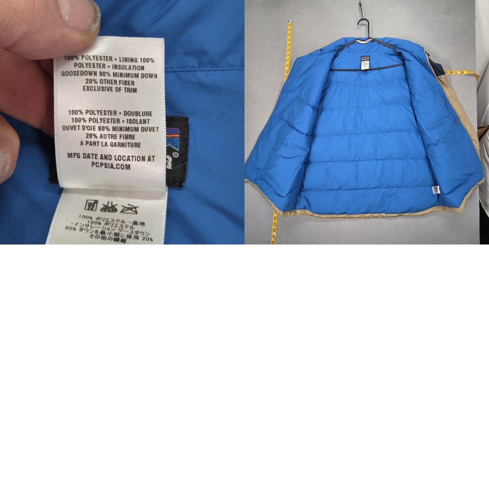Patagonia Patagonia Bivy Down Vest mens XL beige blue snap puffer insulated pockets vest Size US XL / EU 56 / 4 - 8 Thumbnail