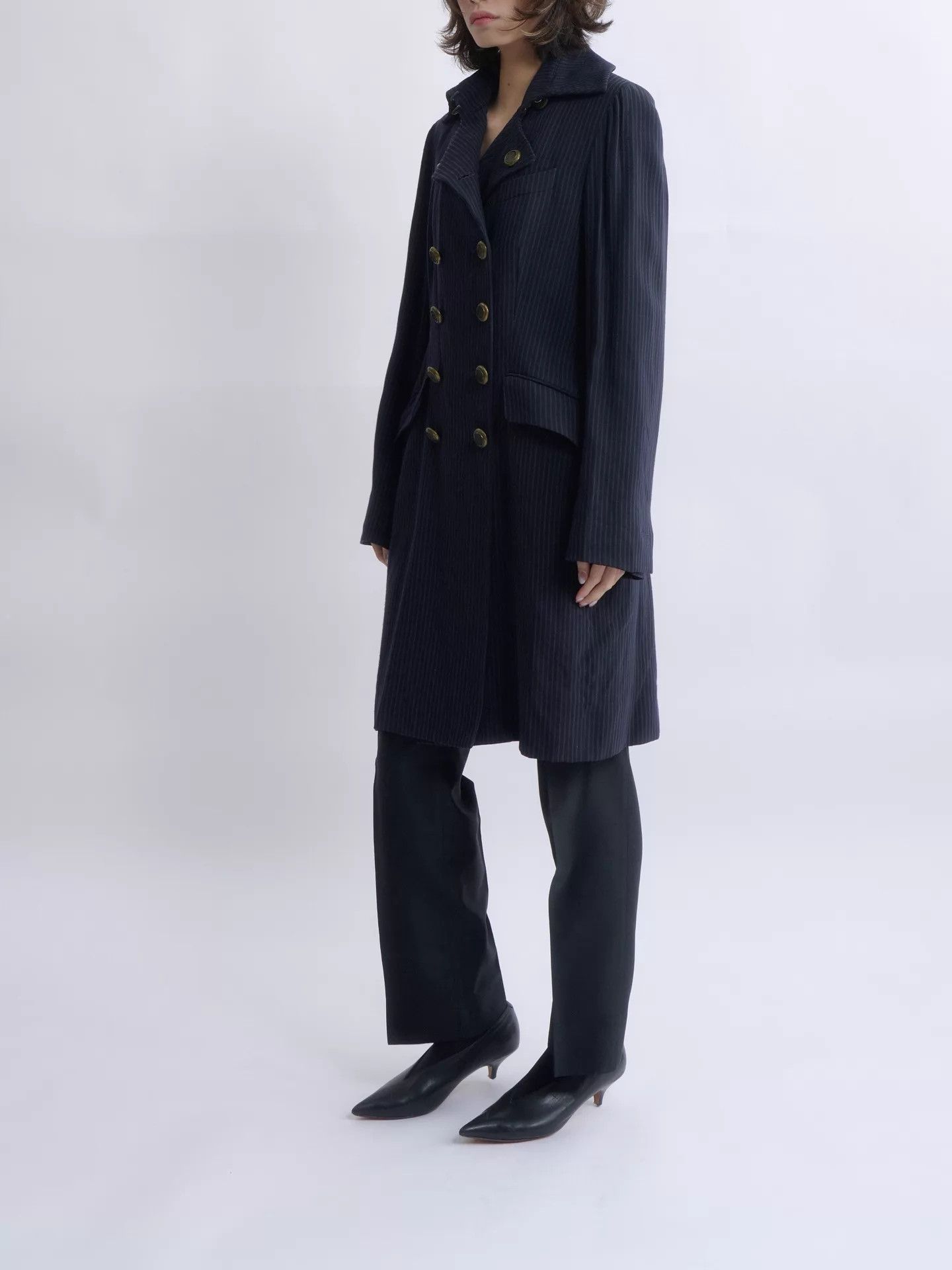 Romeo Gigli ROMEO GIGLI 1995AW Striped DB Long Coat 44 Size M / US 6-8 / IT 42-44 - 4 Thumbnail