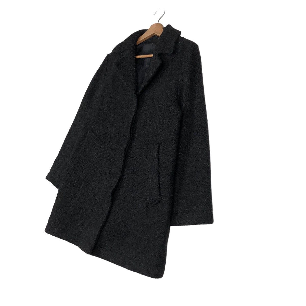 Japanese Brand 🔥Rich Black - Long Fly Coats Wool Herringbone MHL England Size US M / EU 48-50 / 2 - 2 Thumbnail
