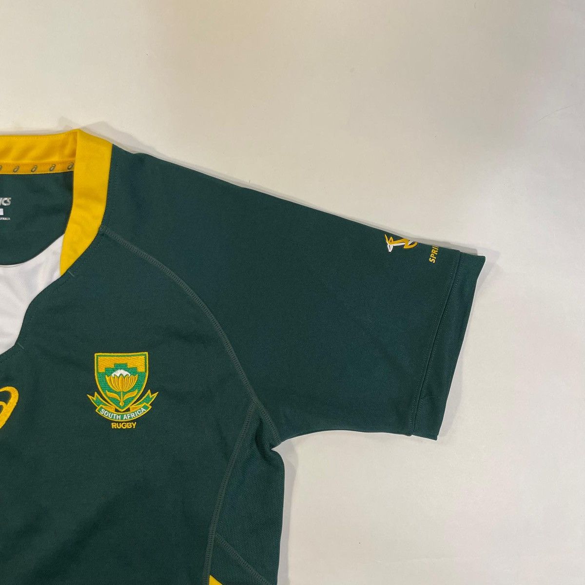 Asics Green and yellow South Africa ASICS rugby jersey shirt tee Size US M / EU 48-50 / 2 - 3 Thumbnail
