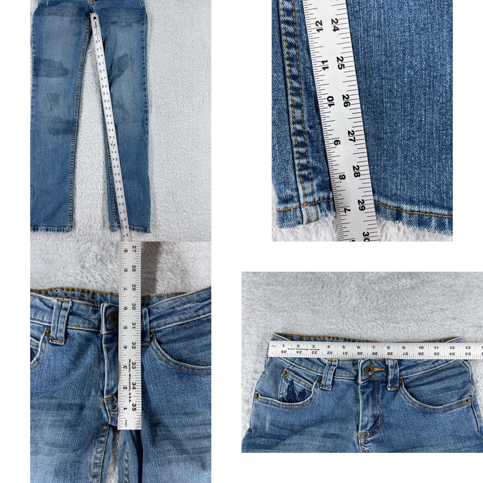 Obey OBEY Jeans 0 24x29 Blue Denim Straight Ankle Zip Studded Womens Size 25" / US 0 / IT 36 - 8 Thumbnail