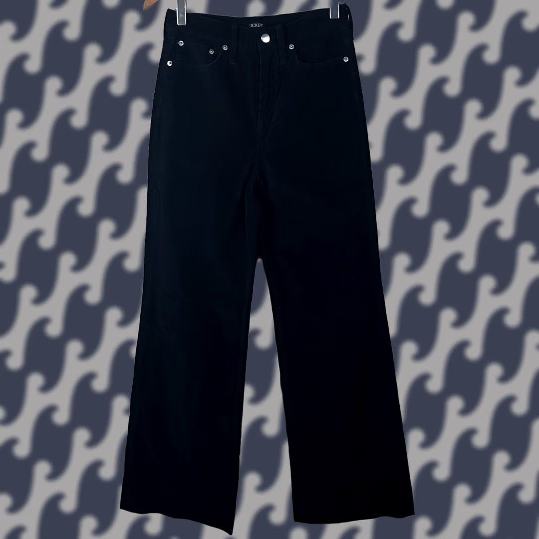 J.Crew J.Crew NWT High Rise Wide Leg Corduroy Pants Black 26 Tall Re-Imagined Stretch Dress Pants Womens Size 26" / US 2 / IT 38 - 1 Thumbnail