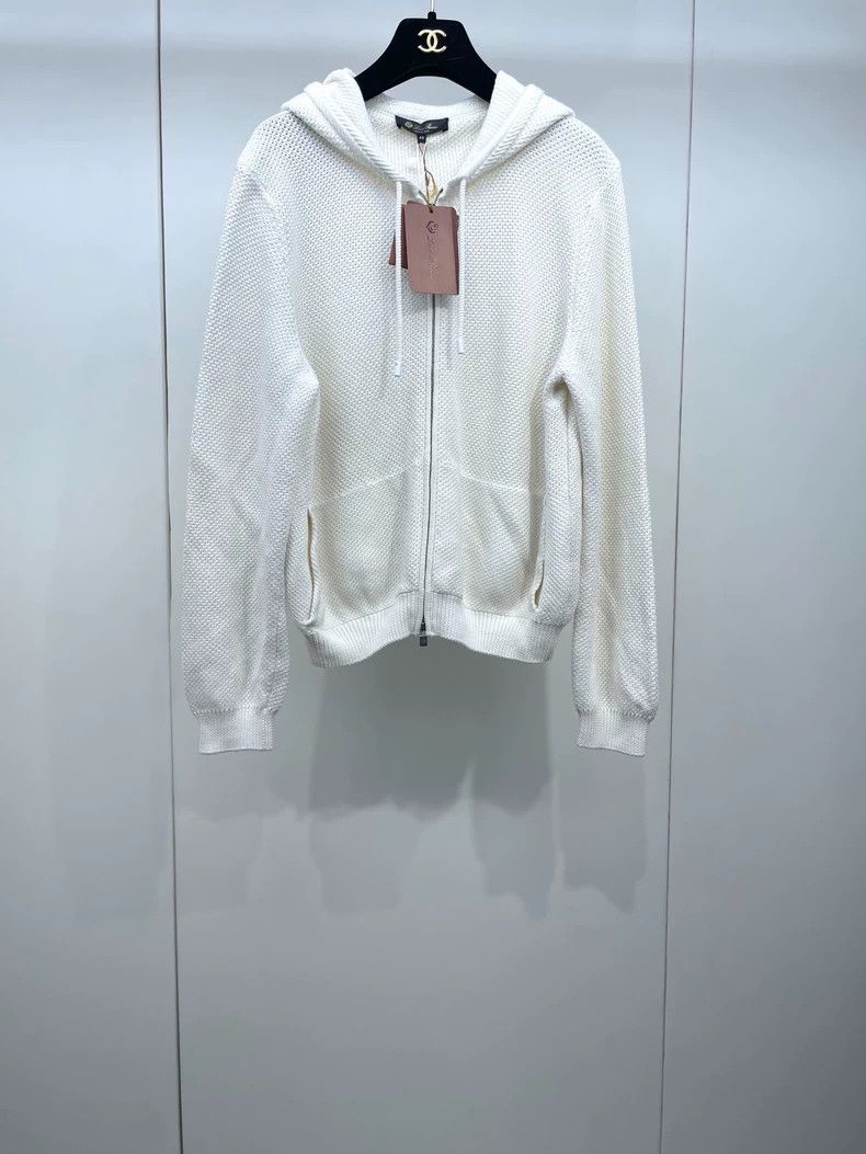 Loro Piana LORO PIANA Cream white hooded zipper knit sweater Size XL / US 12-14 / IT 48-50 - 1 Thumbnail