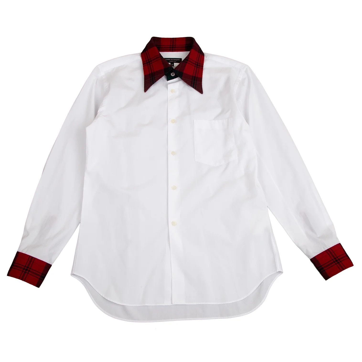 Comme des Garcons Homme Plus Tartan Check Panel Shirt in White and Red, Size XS Size US XS / EU 42 / 0 - 1 Preview