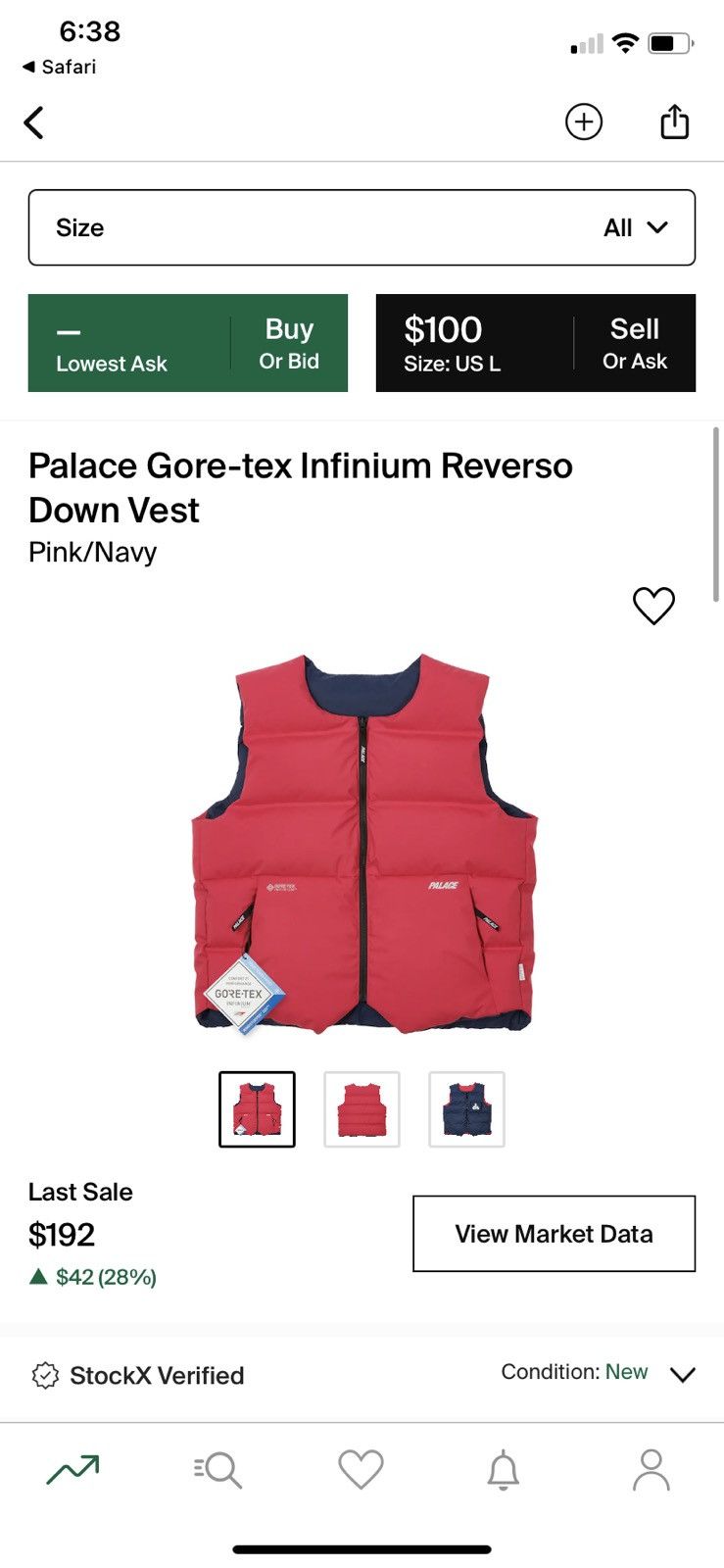 Palace Palace Gore-Tex Infinium Reverso Down Vest | Grailed