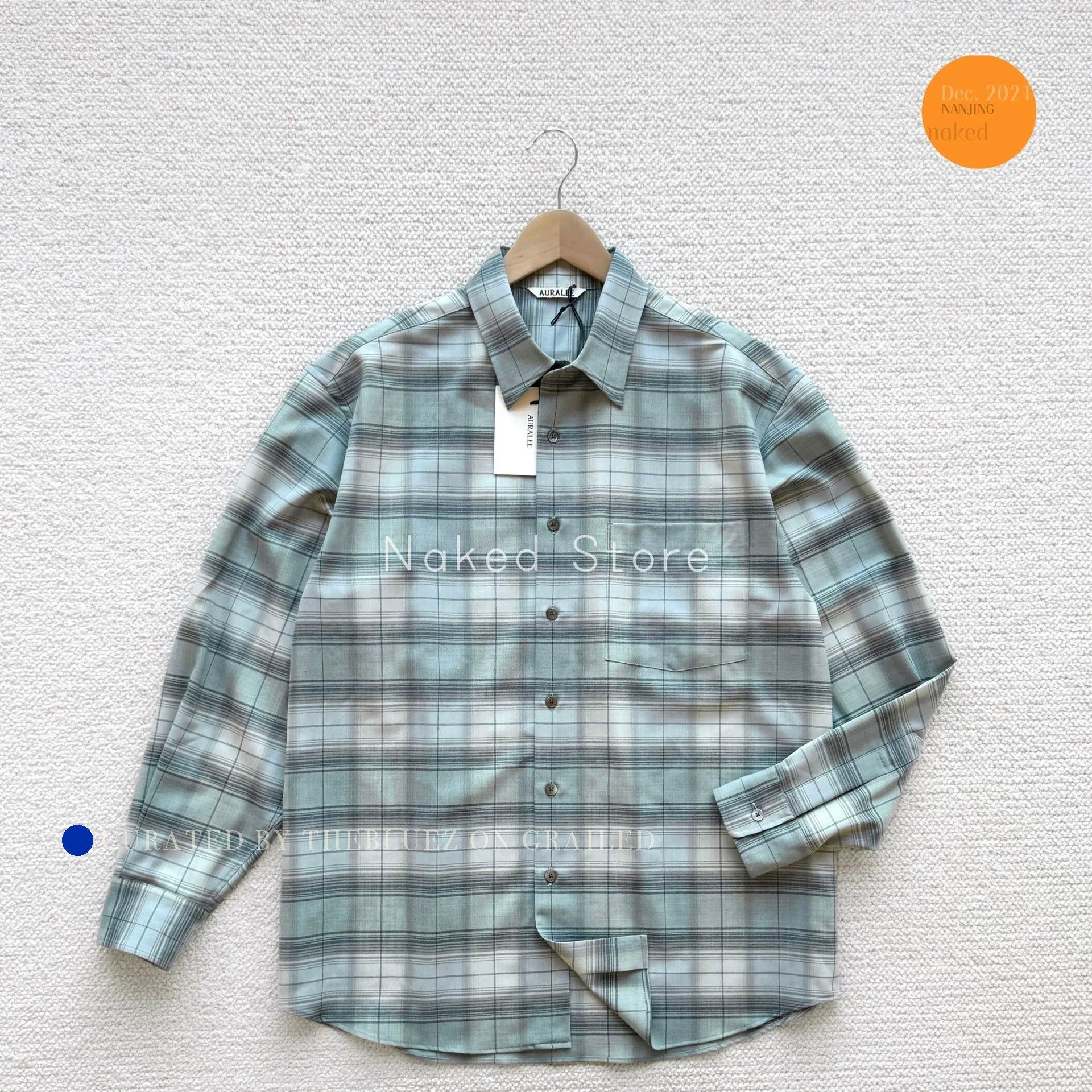 Auralee Lightweight Blue Wool Check Button-Up Shirt Size US XL / EU 56 / 4 - 1 Thumbnail