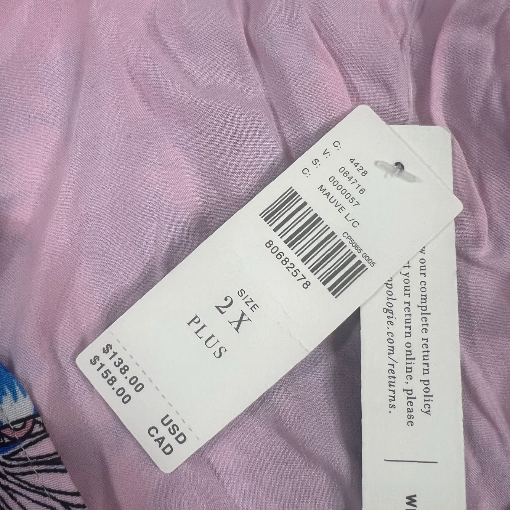 Anthropologie Anthropologie Women's Casual A-Line Dress 2X Short Sleeve Paisley Blue Pink Multicolor Size 40" / US 18 - 4 Thumbnail