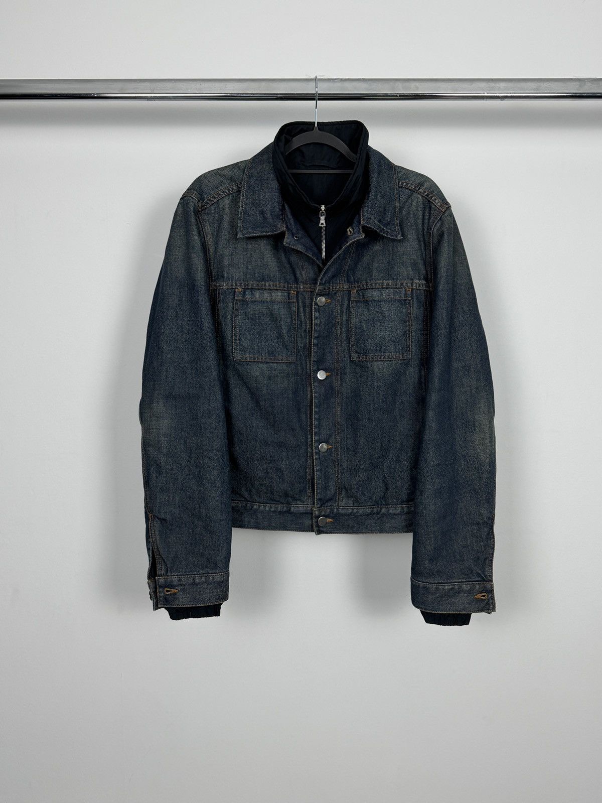 Prada Prada A/W2005 Distressed Indigo Nylon Lining Denim Jacket Size US L / EU 52-54 / 3 - 1 Thumbnail