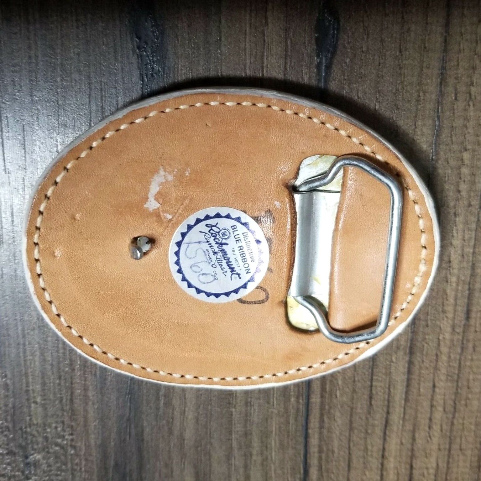 Rockmount Ranch Wear VINTAGE Rockmount Ranch Wear Champion Square Dance Belt Buckle Leather Embossed Men Western Buckle White 1980s Size ONE SIZE - 3 Thumbnail
