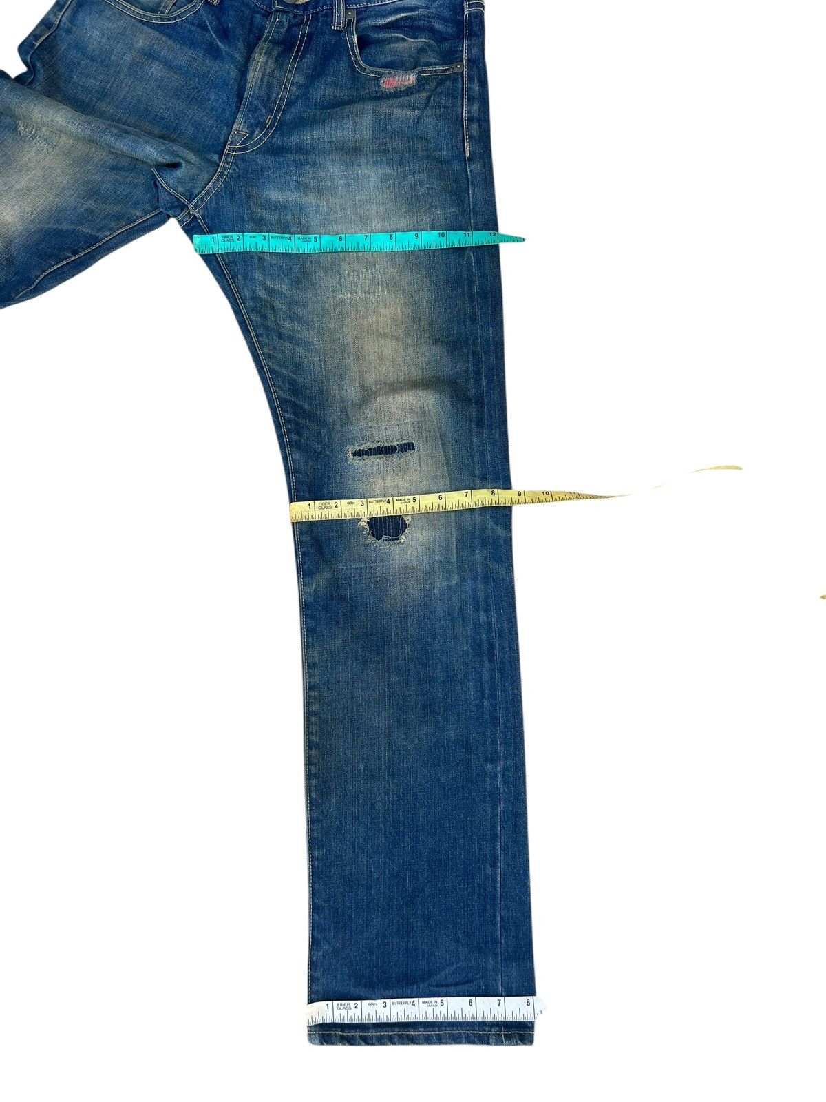 Le Grande Bleu (L.G.B.) Purple&Yellow Japan Dirty Mud Denim Straight Jeans Size US 32 / EU 48 - 3 Thumbnail