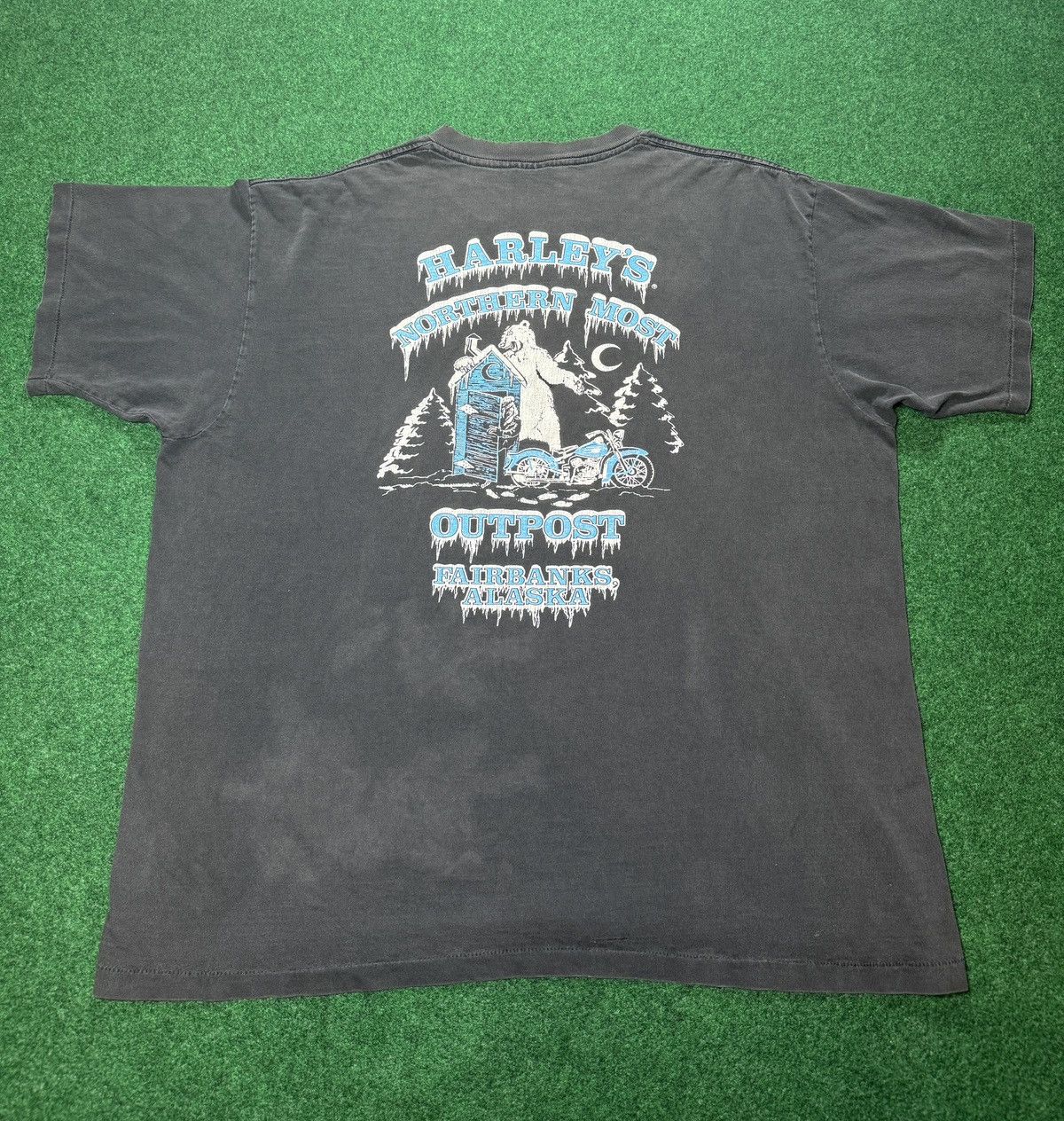 Harley Davidson × Vintage Vtg 90s INSANE Harley Davidson Alaska Nature Biker T Shirt Size US XL / EU 56 / 4 - 4 Thumbnail