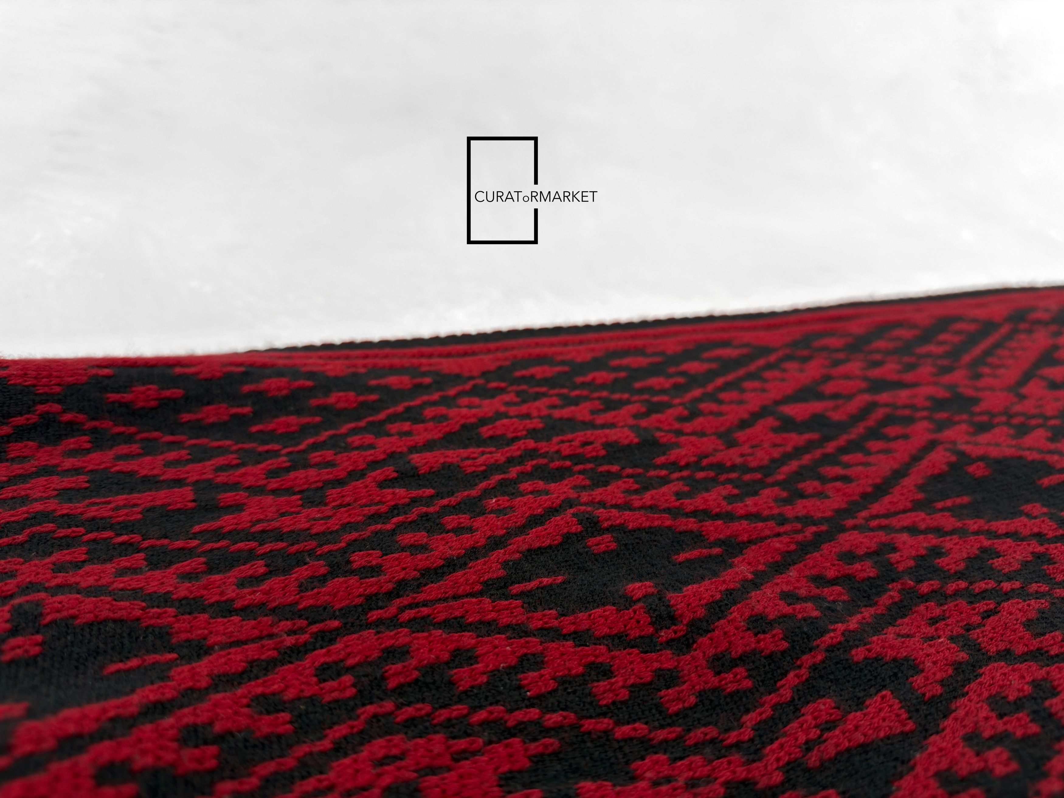 Dries Van Noten RARE Geometric Pattern Belgium Wool Red Knitted Scarf FW15 Size ONE SIZE - 9 Thumbnail