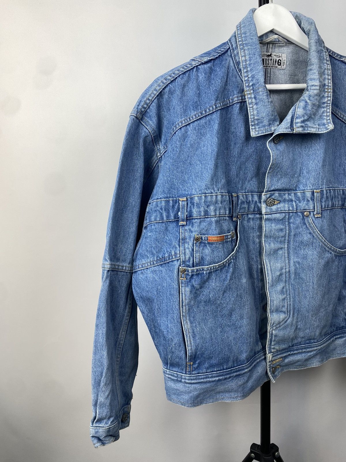 Mustang × Vintage Vintage 1990s Mustang Patchwork Wash Denim Jacket Size US M / EU 48-50 / 2 - 3 Thumbnail