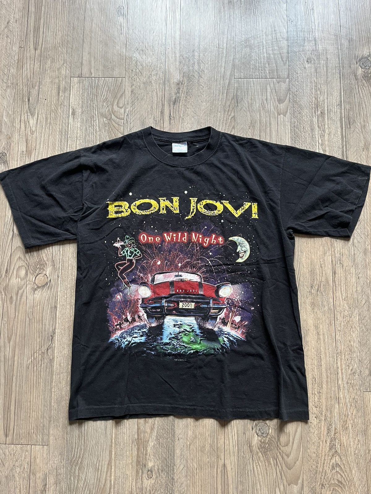 image of Vintage Bon Jovi One Wild Night Band Tee in Black, Men's (Size XL)