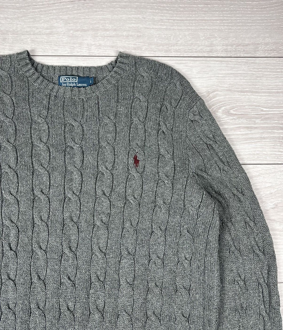 Polo Ralph Lauren Polo Ralph Lauren Vintage Cable Knit Grey Sweater Size US L / EU 52-54 / 3 - 5 Thumbnail