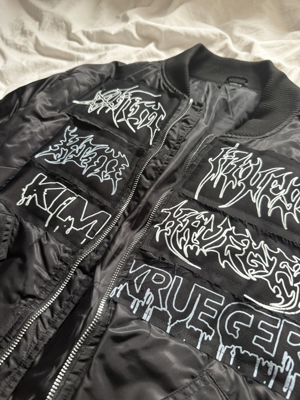 Kim Krueger × Playboi Carti Kim Krueger Black Patchwork Bomber