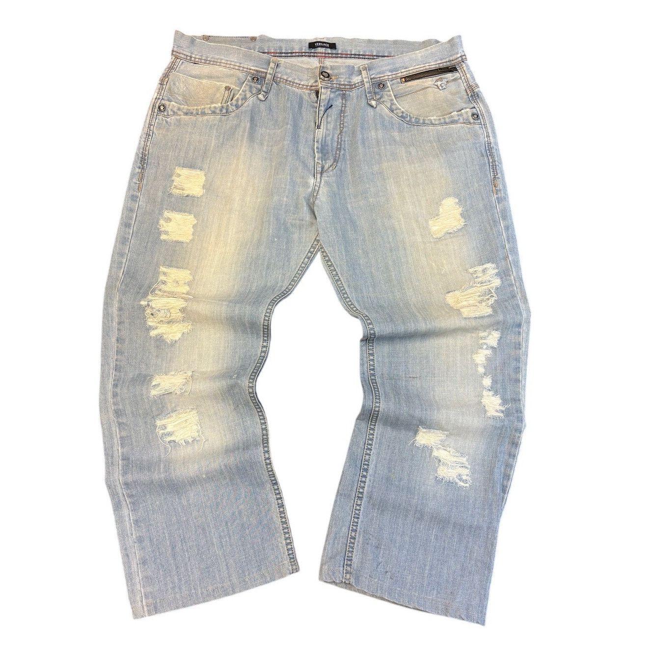 Amiri Versace Light Wash Denim Distressed 36 x 34 Size US 36 / EU 52 - 1 Thumbnail