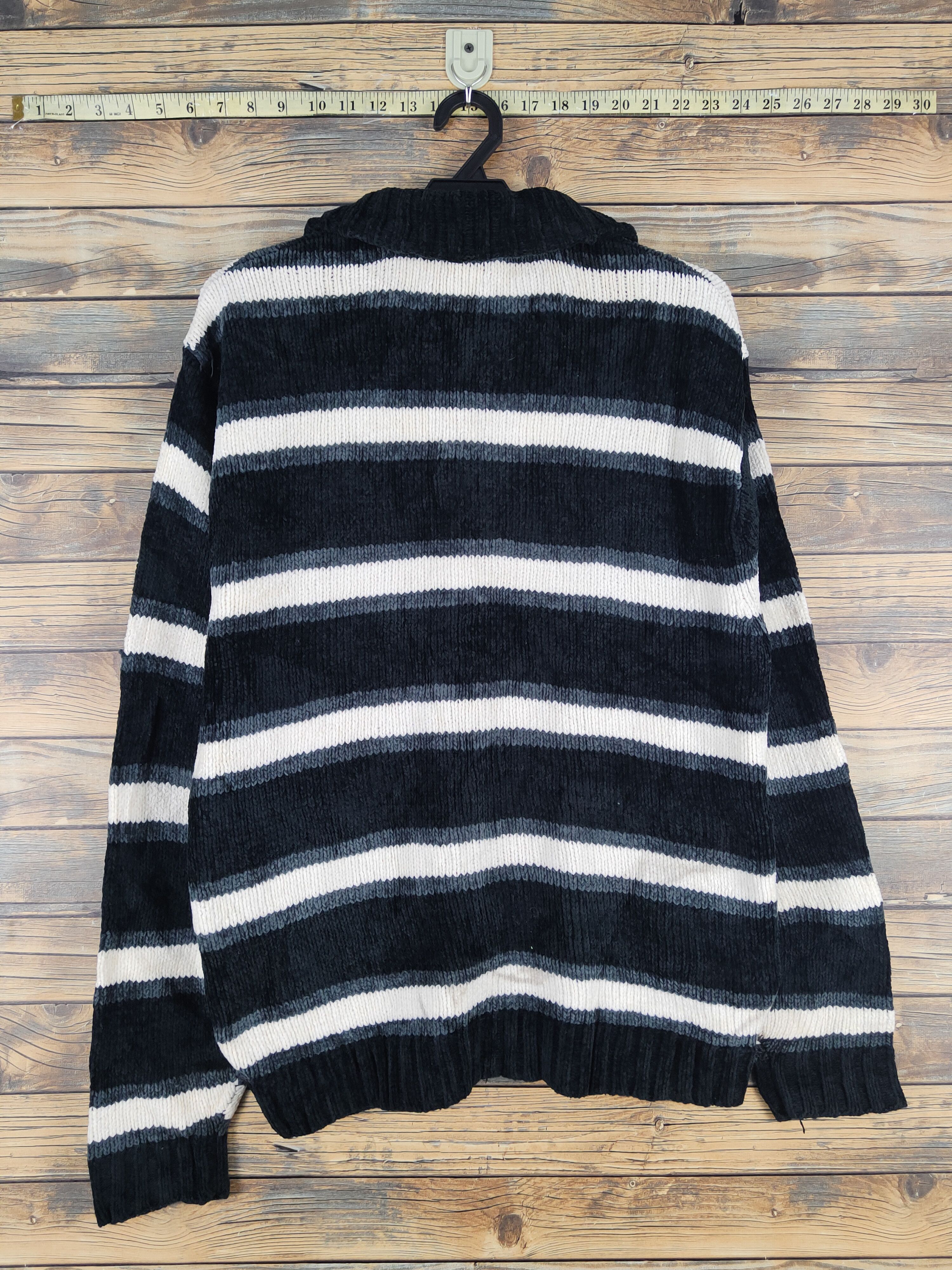 Homespun Knitwear Plus One Black White Stripe Knitwear Sweaters #W1330 Size US L / EU 52-54 / 3 - 7 Thumbnail