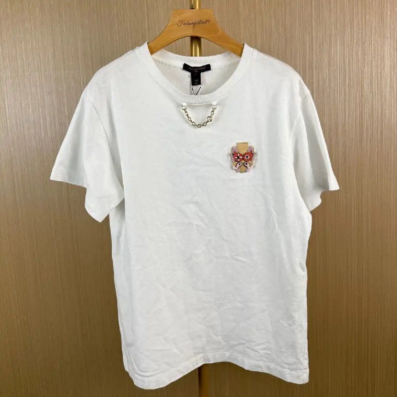 Louis Vuitton Louis Vuitton Women's White Cotton T-Shirt 0089 Size L / US 10 / IT 46 - 1 Thumbnail