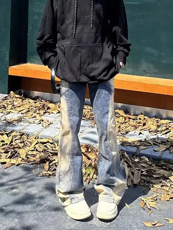 Japanese Brand VIBE Street Hip Hop Spliced Trash Micro Flare Jeans Size US 32 / EU 48 - 4 Thumbnail