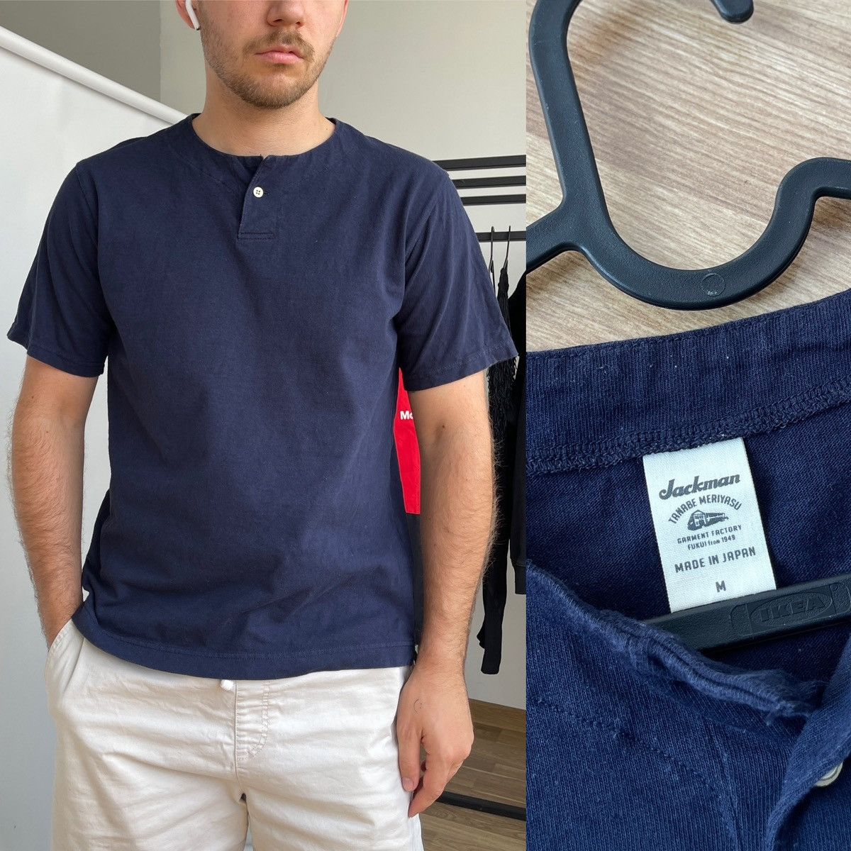 Jackman Jackman Tanabe Meriyasu Japan Cotton Navy Tshirt Size M Size US M / EU 48-50 / 2 - 1 Thumbnail