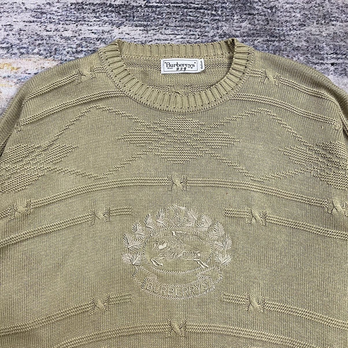 Burberry × Vintage Vintage 90s Burberrys big logo embroidery knit sweater Size US M / EU 48-50 / 2 - 2 Thumbnail