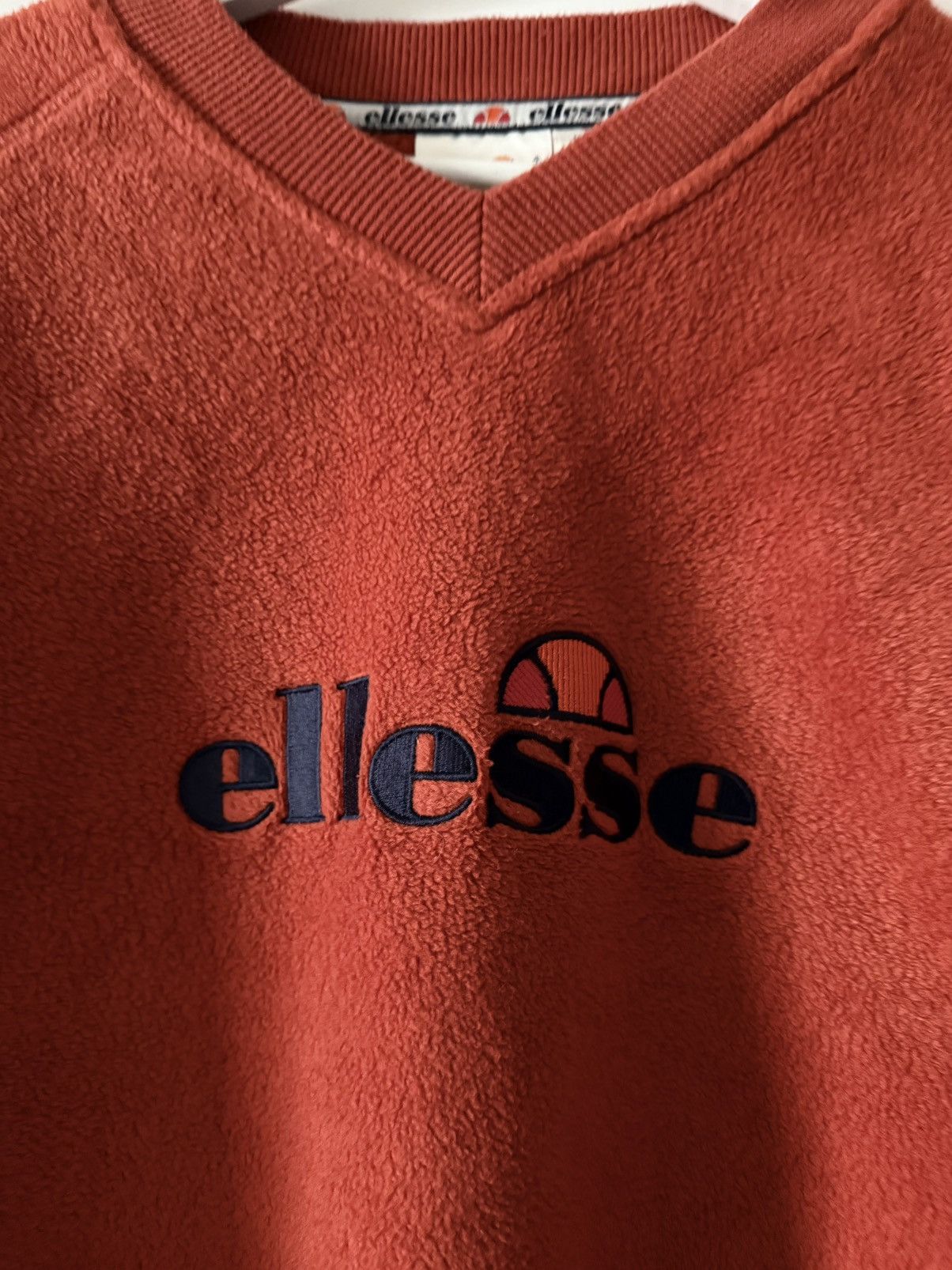 Ellesse Ellesse V-neck vintage Orange fleece pullover Size US L / EU 52-54 / 3 - 7 Thumbnail